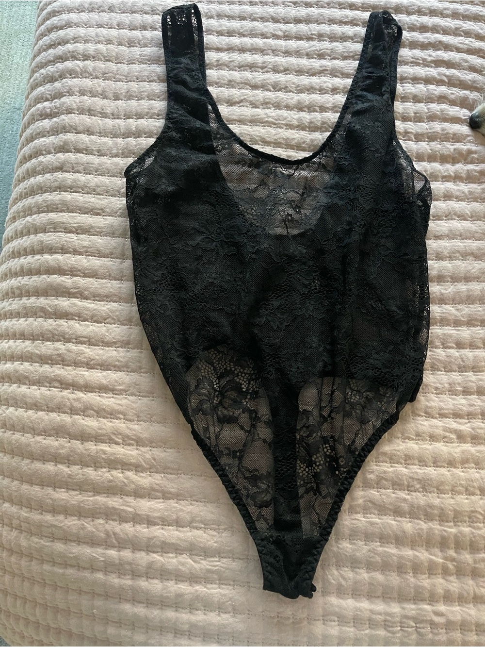 Victorias Secret Y2K lace thong black bodysuit size M